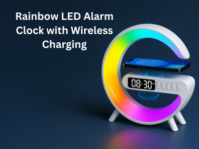 Rainbow LED Alarm Clock with Wireless Charging